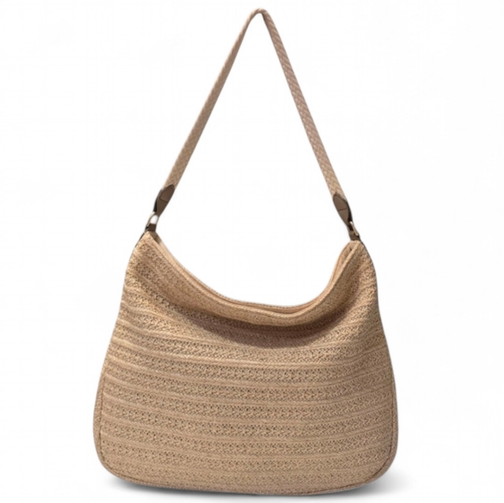 Stella & Dot Hobo Style Straw‎ Raffia Woven Bag Tote Large Shoulder Bag